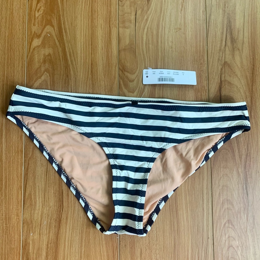Jcrew navy/white stripe hipster bikini bottoms NWT